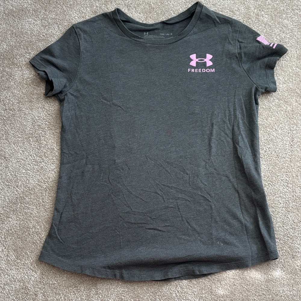 Under Armour Dark Gray Tee with Pink Accents